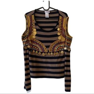 Sonia Rykiel  cold shoulder embelleshed metalic